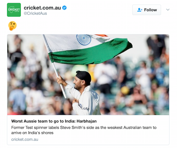 Cricket Australia tweet