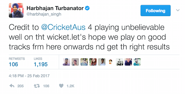 Harbhajan Singh tweet