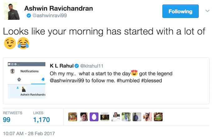Ravichandran Ashwin tweet