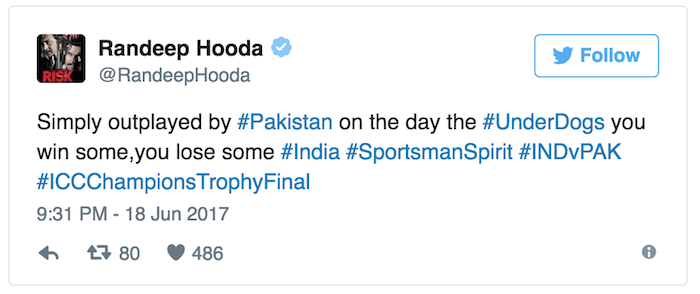 Randeep Hooda tweet