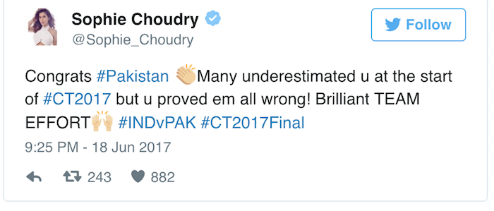 Sophie Choudry tweet