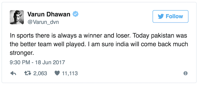 Varun Dhawan tweet