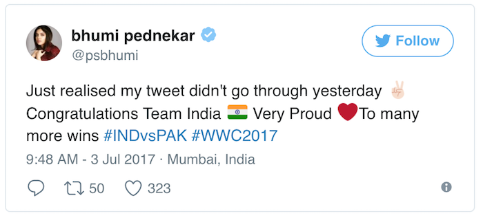 Bhumi Pednekar tweet