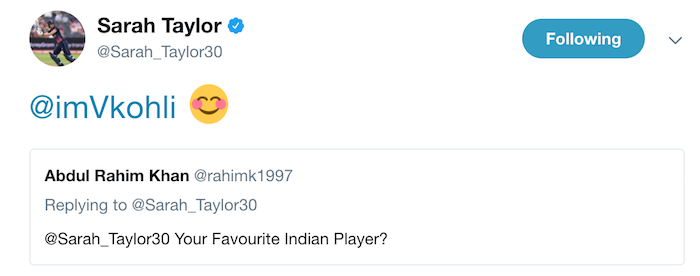 Sarah Taylor tweet