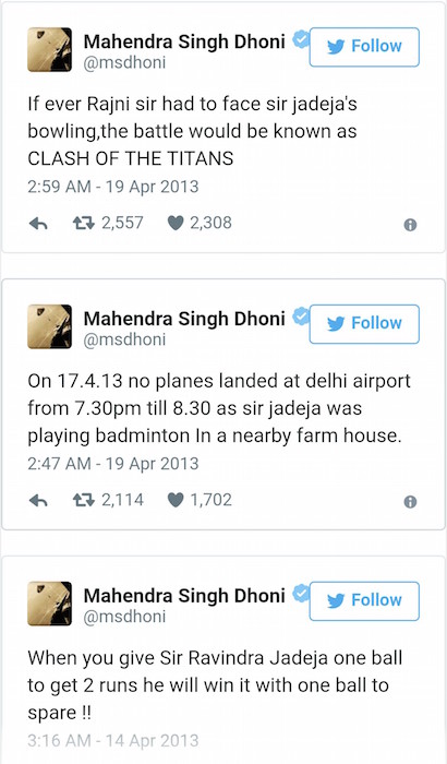 Dhoni tweet to Jadeja 1