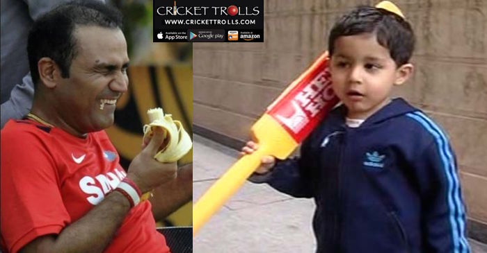 Virender Sehwag trolls his little son Aaryavir on Twitter