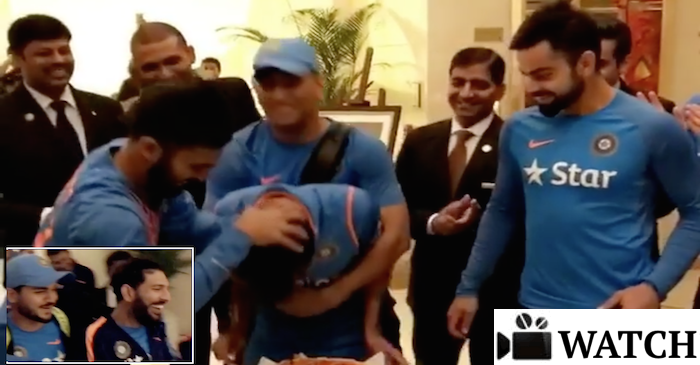 WATCH: After series win against England ‘Yuzvendra Chahal’ gets a cake all over his face