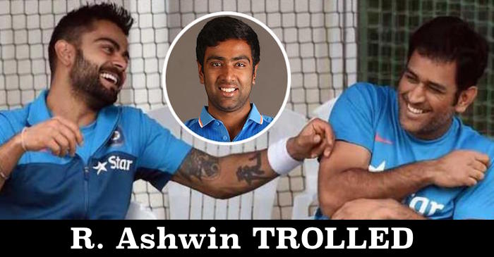 WATCH : MS Dhoni and Virat Kohli trolling Ravichandran Ashwin for his HINDI speaking skills