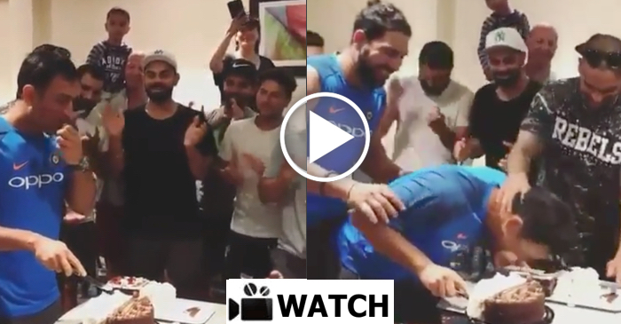 WATCH: MS Dhoni cuts his birthday cake; India teammates smashes cake on Dhoni’s face