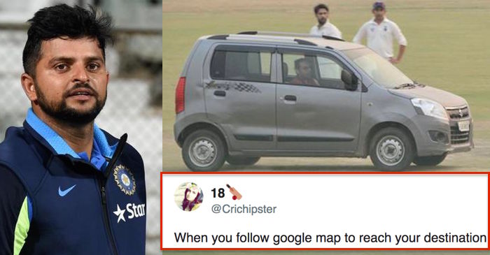 Suresh Raina, Ishant Sharma and others react as man drives his car onto the pitch during Delhi-UP Ranji game