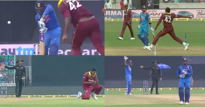 WATCH: Virat Kohli calls Rohit Sharma back after Windies pacer Oshane Thomas delivers a no-ball