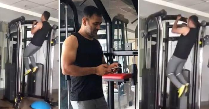 MS Dhoni hits the gym at JSCA Stadium in Ranchi