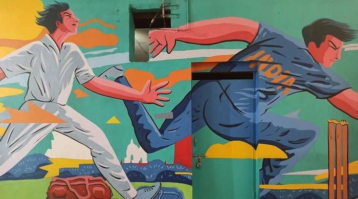 A mural painted inside the Eden Gardens