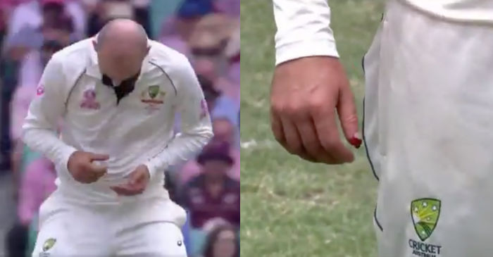 WATCH: Nathan Lyon’s thumb left bleeding after a failed caught and bowled attempt in SCG Test