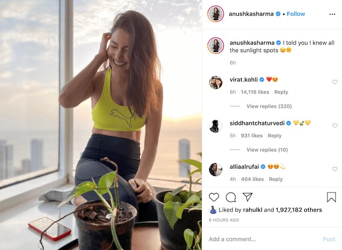 Virat Kohli comment on Anushka Sharma photo
