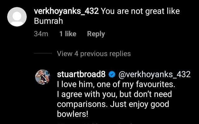 Stuart Broad comment (Instagram)