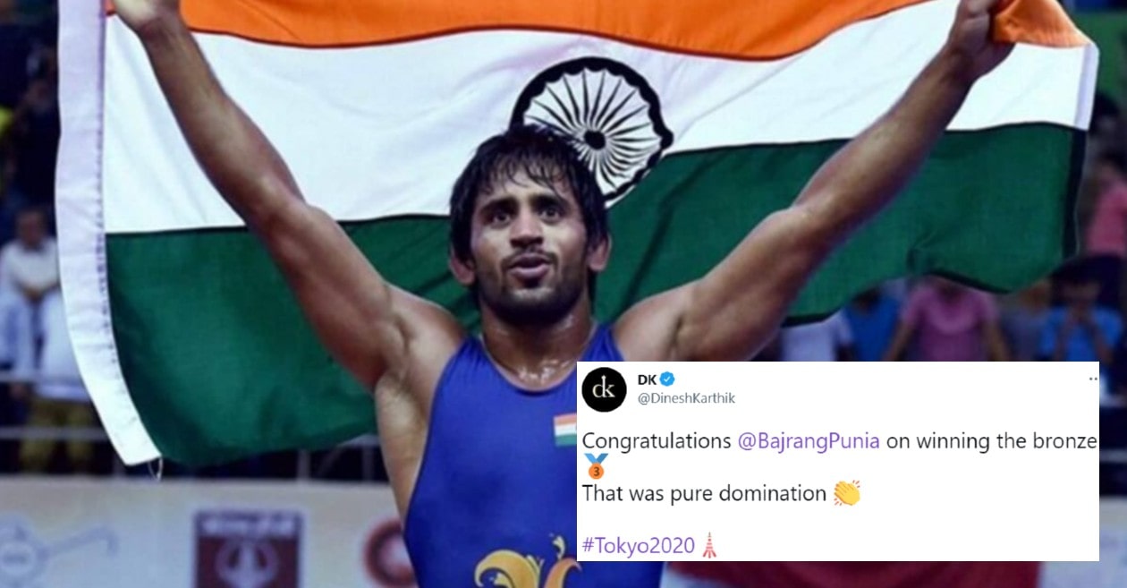 Cricket fraternity lauds Bajrang Punia as he wins Bronze at Tokyo Olympics 2020