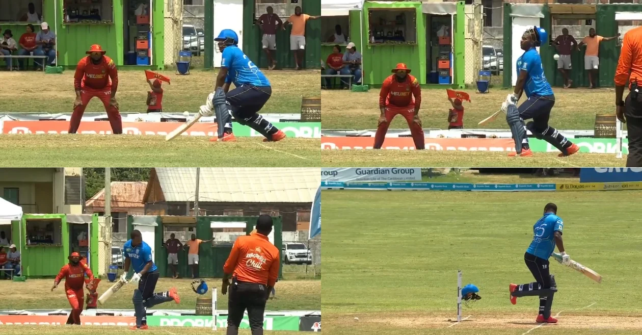 WATCH: Johnson Charles survives a major head blow and almost gets dismissed in a bizarre fashion by his own helmet – CPL 2023