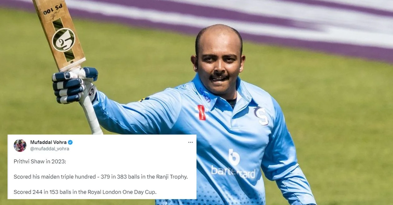 Twitter erupts as Prithvi Shaw hits a stunning double ton in England Domestic One-Day Cup for Northamptonshire