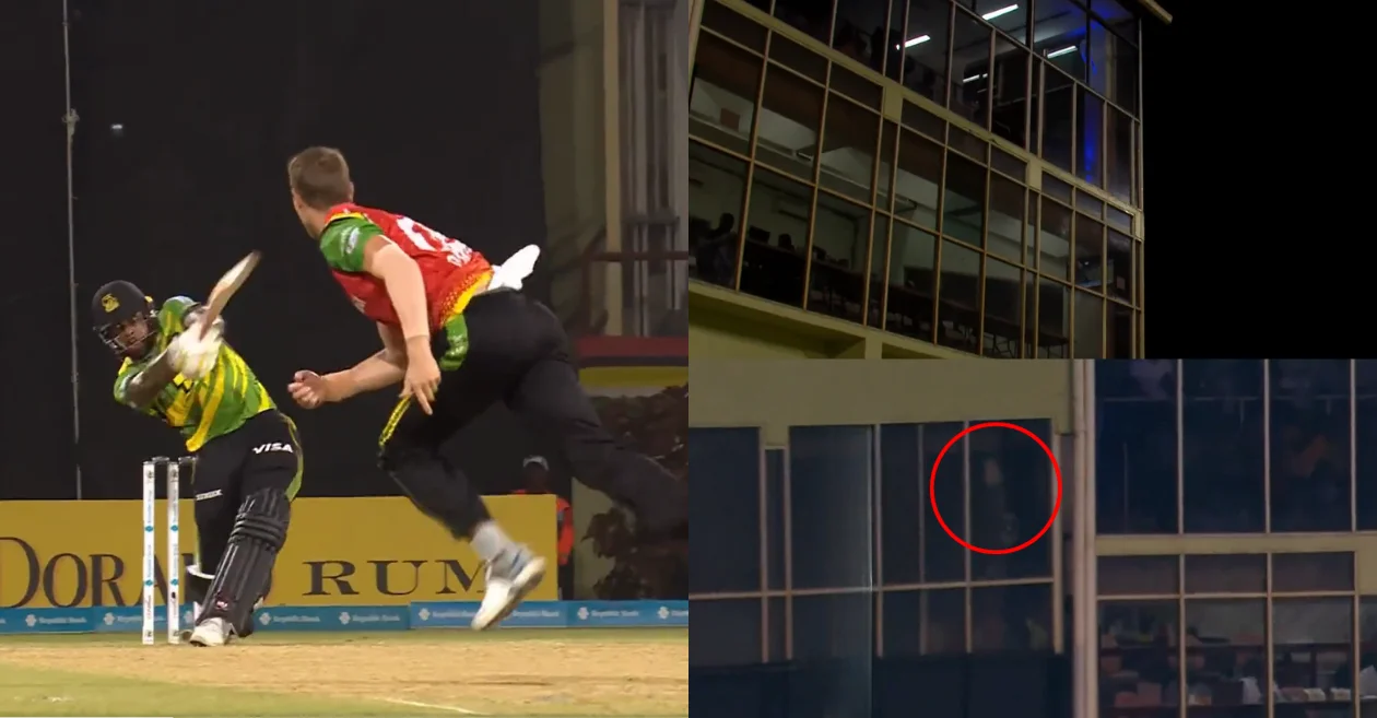 CPL 2023 [WATCH]: Fabian Allen shatters window glass with his gigantic six in Guyana Amazon Warriors vs Jamaica Tallawahs match