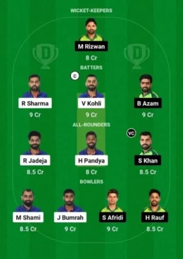 India vs Pakistan, Dream11 Team