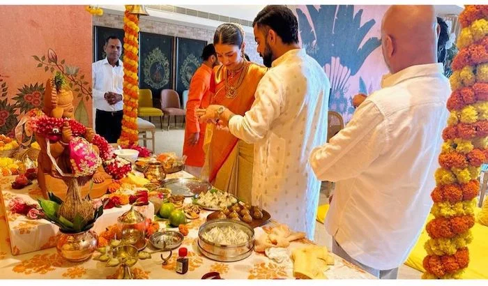 Virat Kohli, Anushka Sharma at the Ganesh Puja