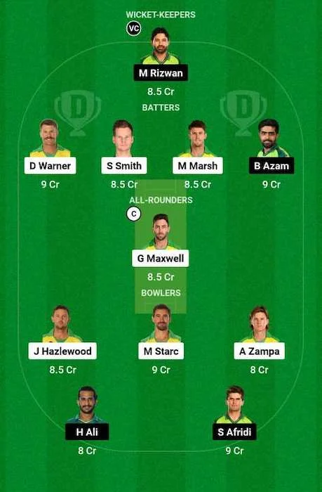 AUS vs PAK Dream11 Team for today's match - ODI World Cup 2023
