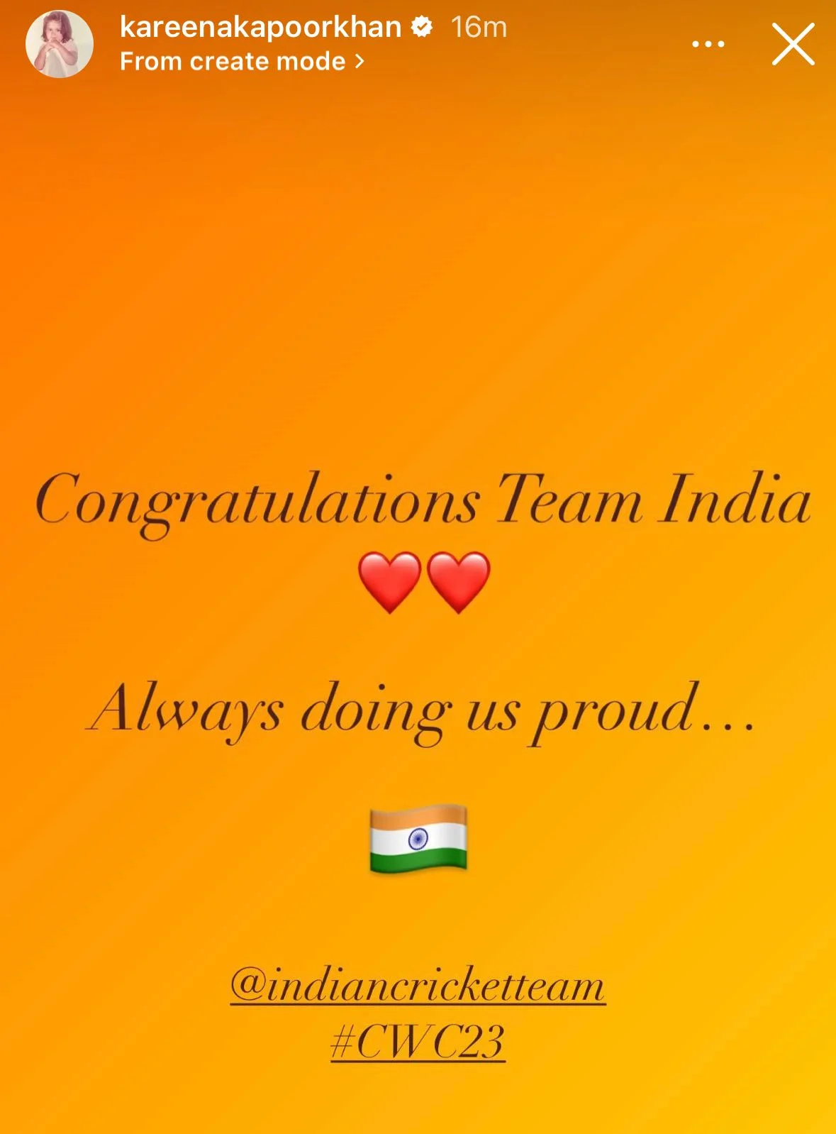 Kareena Kapoor's Instagram story