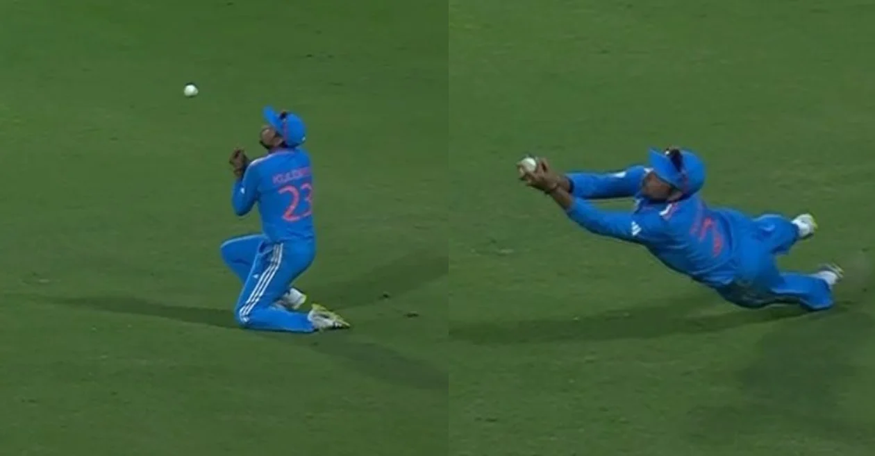 CWC 2023 [WATCH]: Kuldeep Yadav takes a stunning catch to dismiss Rashid Khan in the IND vs AFG match