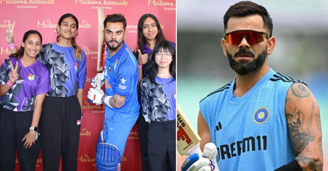 Virat Kohli reacts as Madame Tussauds Singapore unveils his wax statue