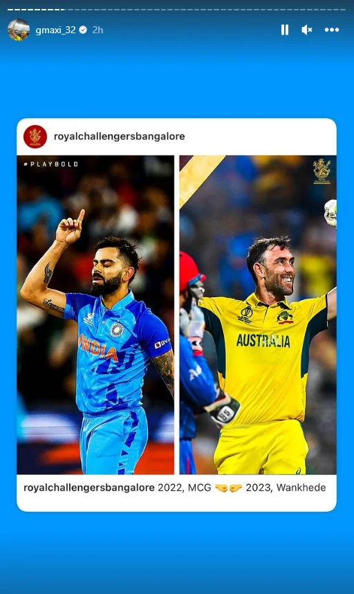 Glenn Maxwell's Instagram story