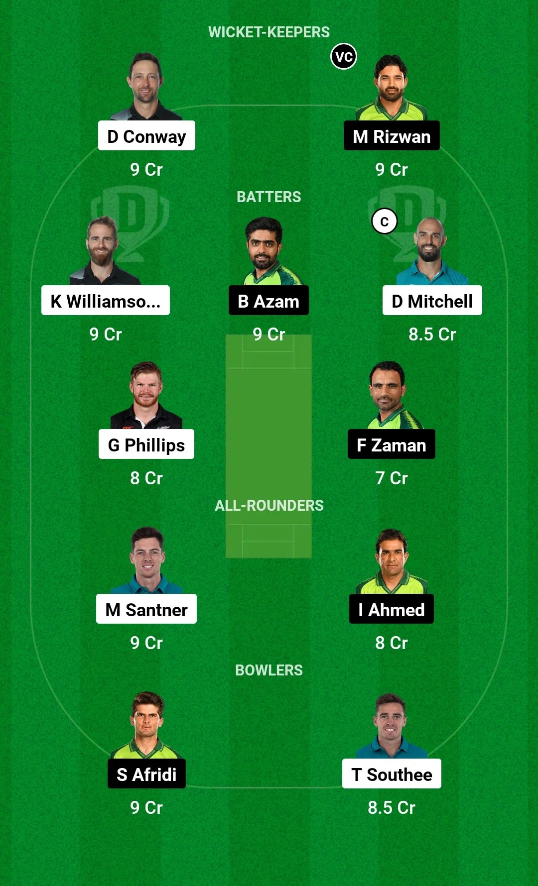NZ vs PAK 1st T20I fantasy team