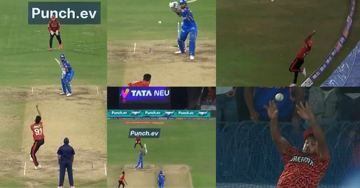 IPL 2024 [WATCH]: Mayank Agarwal makes an unbelievable aerial effort to stop Hardik Pandya’s six during SRH vs MI clash