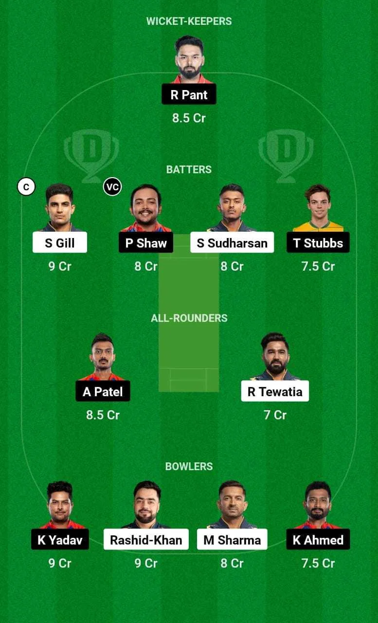 Dream 11, My 11 Circle Fantasy Team Prediction GT vs DC IPL 2024