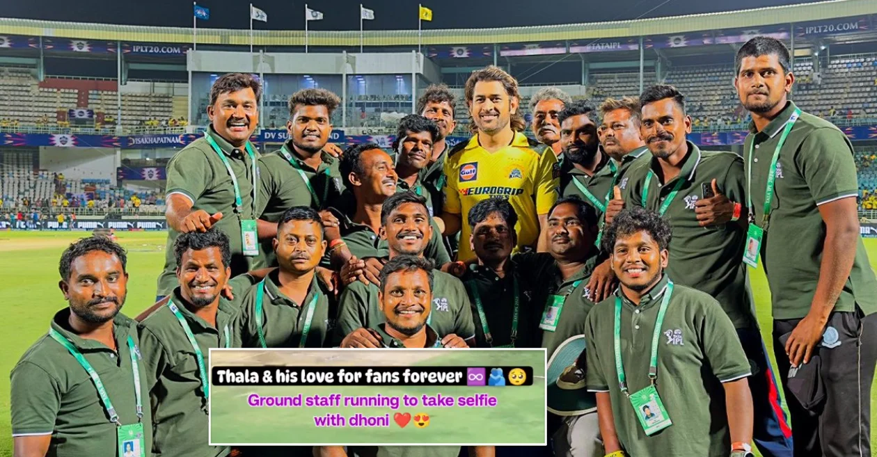 IPL 2024: Vizag ground staff comes running in to get clicked with MS Dhoni; video goes viral