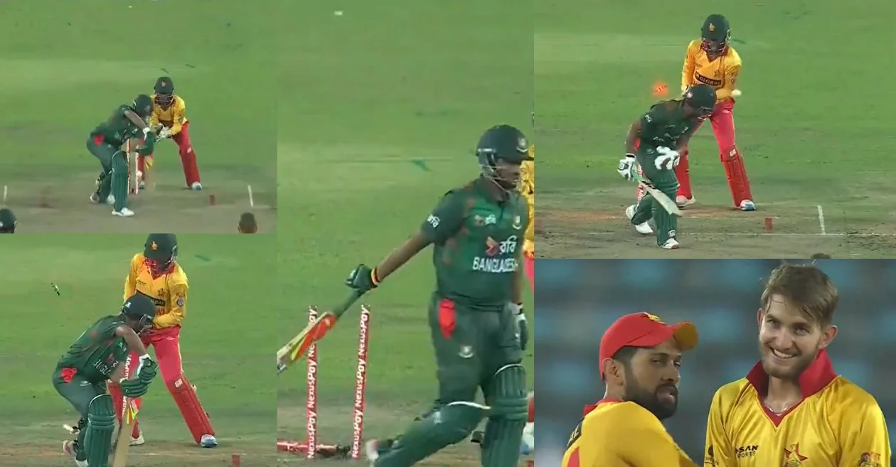 WATCH: Brian Bennett cleans up Shakib Al Hasan and Najmul Hossain Shanto in BAN vs ZIM 4th T20I