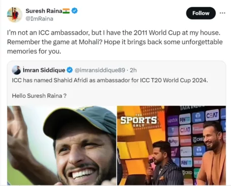 Raina and Journalist tweet