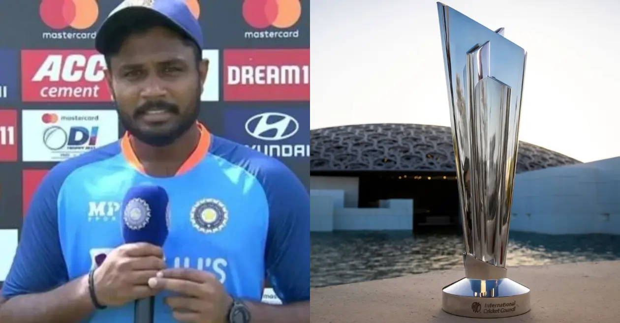 Sanju Samson reacts after his selection in India’s squad for the T20 World Cup 2024