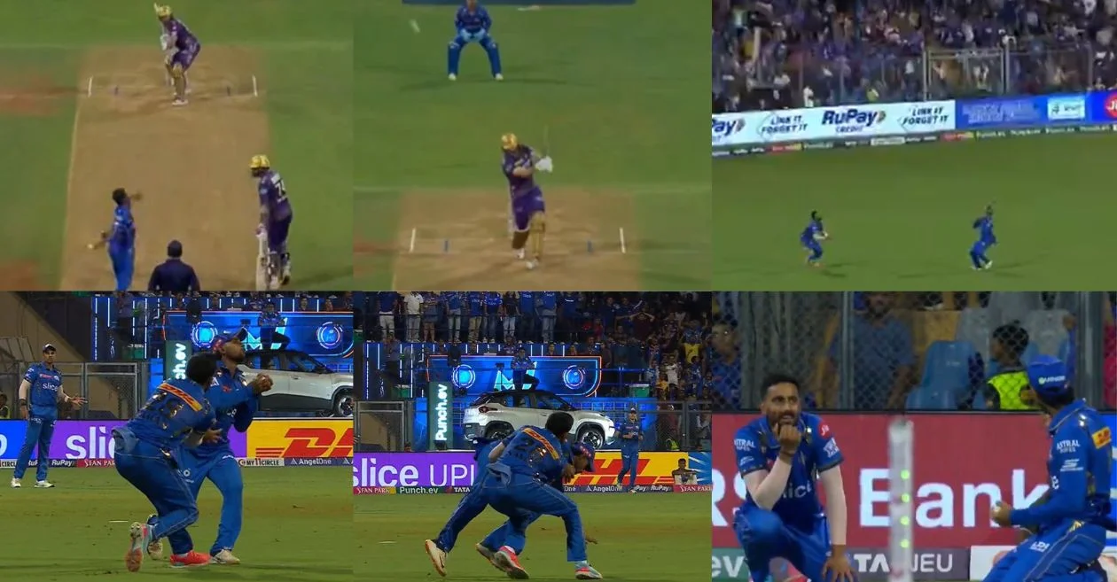 WATCH: Tilak Varma takes a spectacular catch to dismiss Phil Salt despite collision with Naman Dhir during MI vs KKR clash | IPL 2024