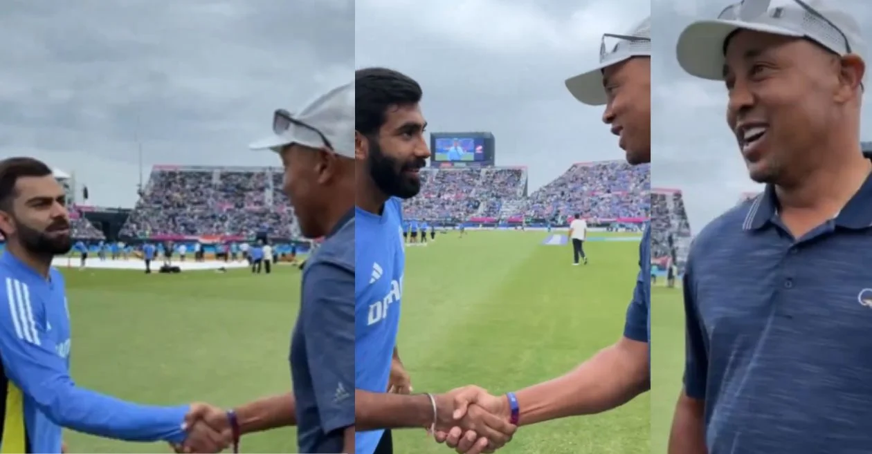 WATCH: Virat Kohli, Jasprit Bumrah catch up with basketball great John Starks at New York Cricket Stadium | T20 World Cup 2024