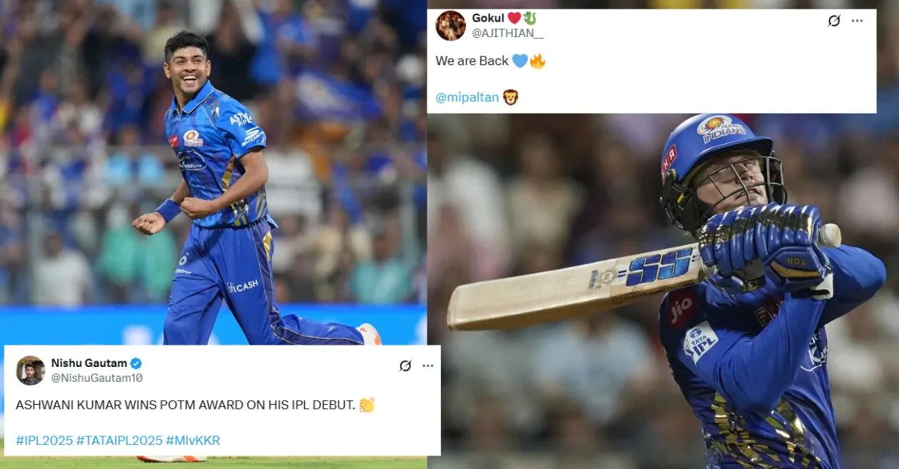 Fans go berserk as Ryan Rickelton and Ashwani Kumar lead MI to their first win in IPL 2025