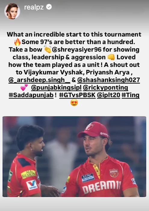 Preity Zinta reacts on Punjab Kings incredible win over Gujarat Titans