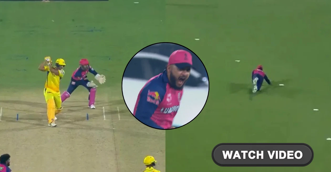 WATCH: Riyan Parag’s wild celebration after taking a stunning catch to dismiss Shivam Dube – IPL 2025, RR vs CSK