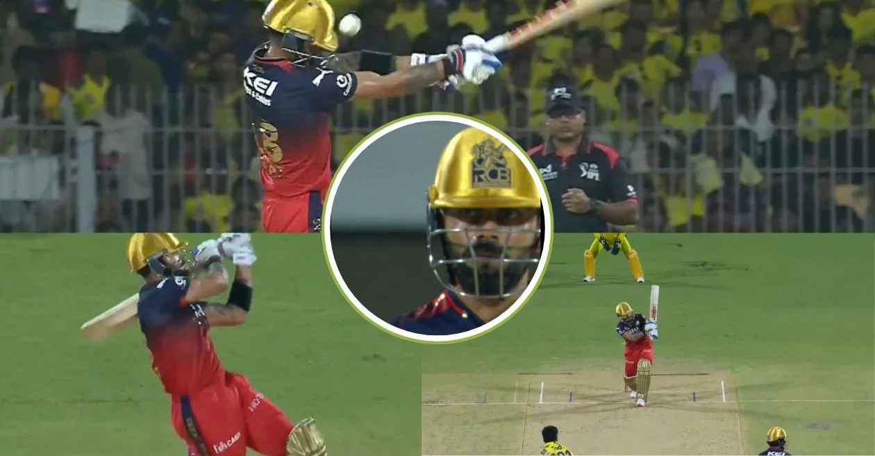 IPL 2025 [WATCH]: Virat Kohli blasts 6, 4 after getting struck on the helmet by Matheesha Pathirana during CSK vs RCB match