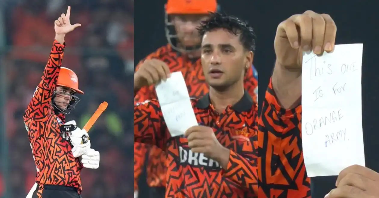 WATCH: Abhishek Sharma’s paper note celebration steals the show after blazing century in SRH vs PBKS IPL 2025 clash