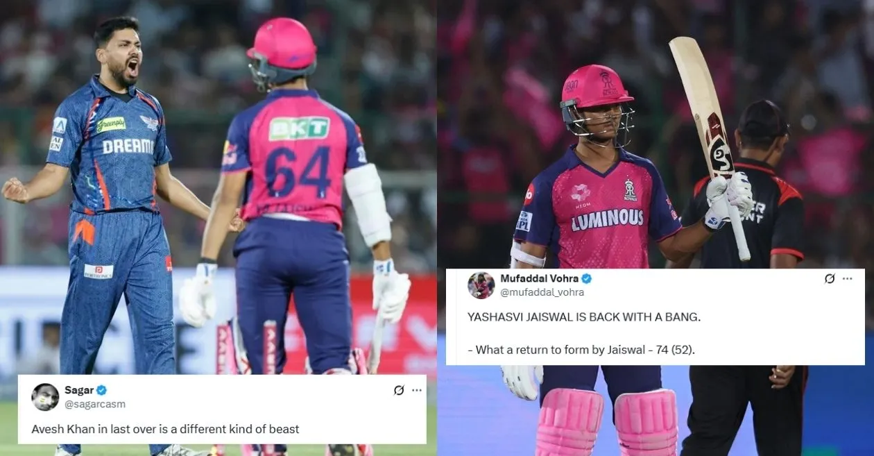 Fans react as Avesh Khan outshines Yashasvi Jaiswal’s blistering knock as Lucknow Super Giants beat Rajasthan Royals in a last-over thriller at IPL 2025