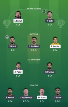 DC vs RCB Dream11 for today's match (April 27)