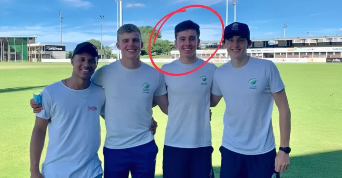 Dewald Brevis with his teammates
