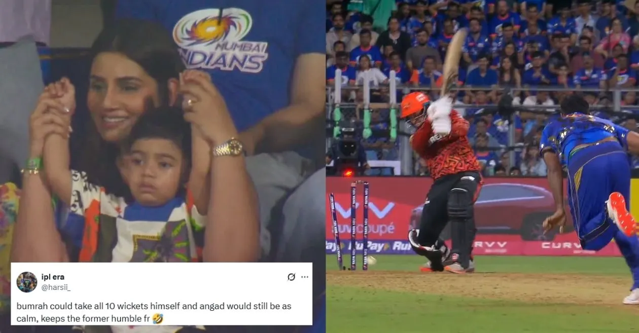 IPL 2025: Fans adore Jasprit Bumrah’s son Angad’s celebration with Sanjana Ganesan during MI vs SRH clash