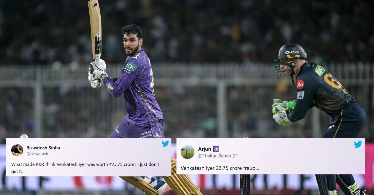 “23.75 cr fraud”: Fans brutally troll KKR star Venkatesh Iyer after poor show with the bat against GT